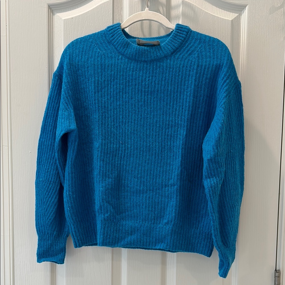 Blue Ribbed Women's Sweater
